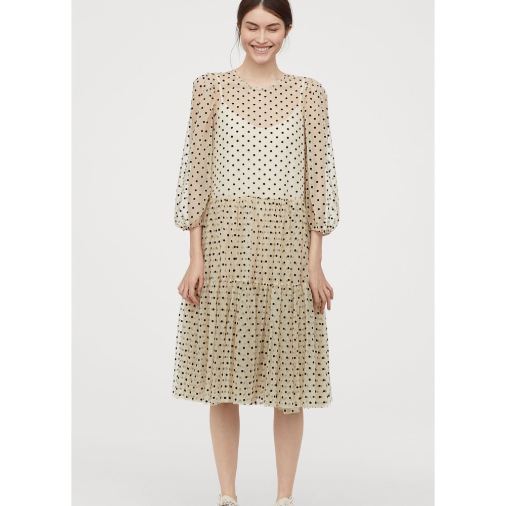 H&M Flock-print Mesh Dress Blogger Favorite Size L